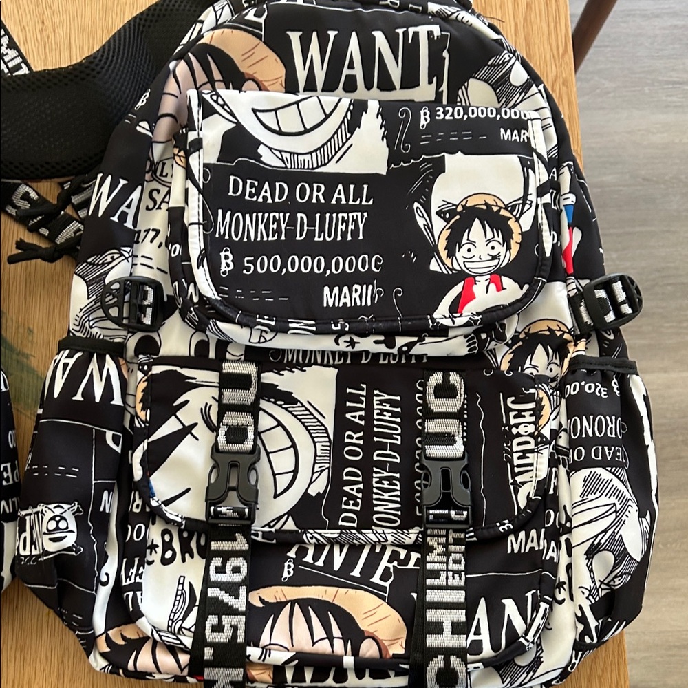 Anime Graphic Backpack with Black and White Design